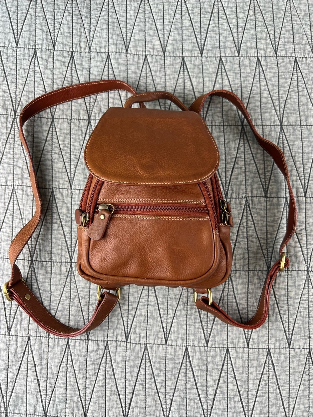 Source Unknown Tan Leather Mini Backpack - Picture 2 of 16